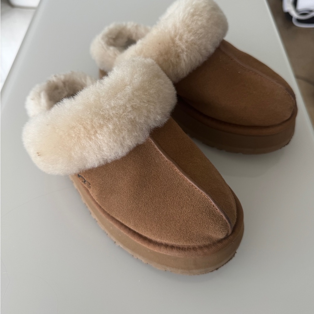 UGG Tan Shearling-Lined Slippers - Picture 1 of 1